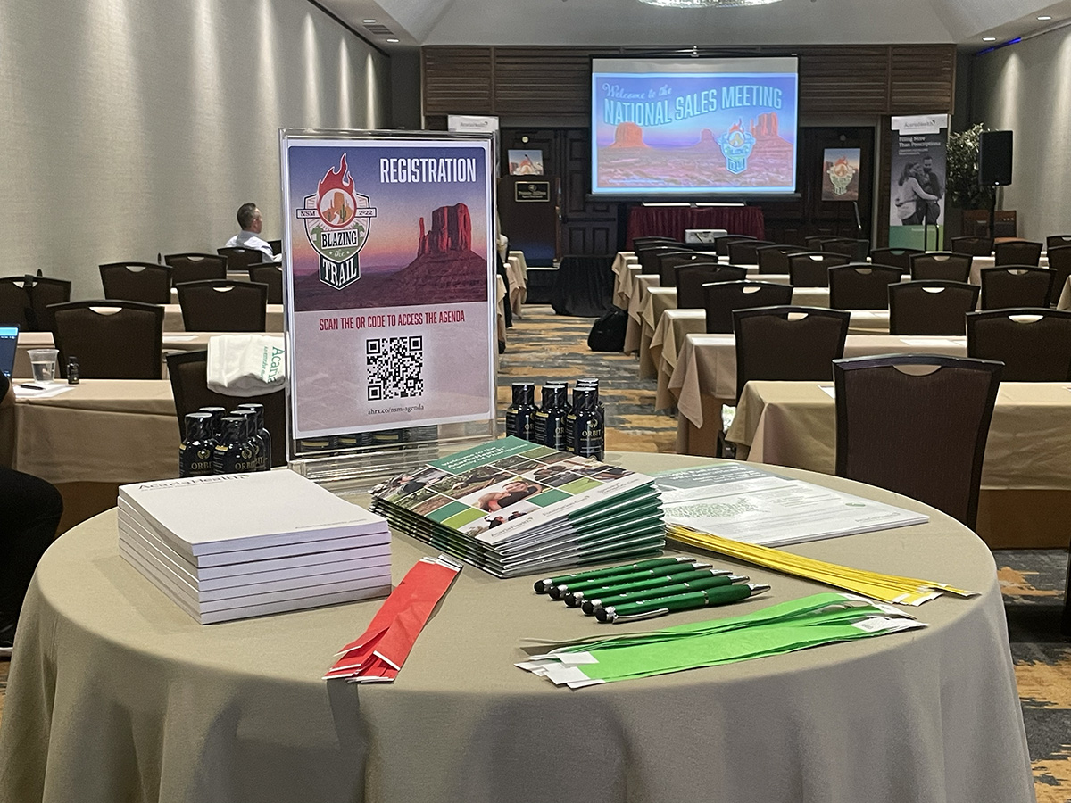 National sales meeting registration and branded materials