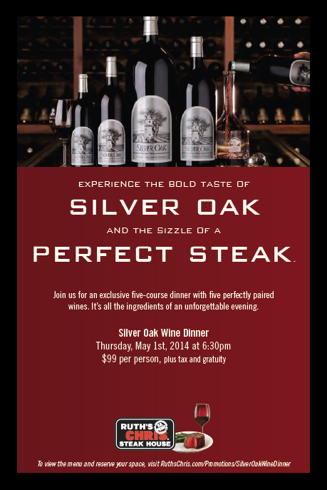 Silver Oak wine dinner promotional creative